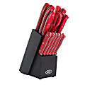 Oster Steffen 14-Piece Stainless-Steel Cutlery Set With Hardwood Block, Red 1 thumbnail image