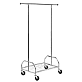 Honey Can Do Garment Rack With Bottom Shelf, 66-3/4”H x 21”W x 59-5/16”D, Chrome