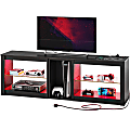 Bestier TV Stand For 70" TVs With Power Outlets, Glass Shelves & LED Lights, 20-1/2"H x 63"W x 13-3/4"D, Black 3D Carbon Fiber