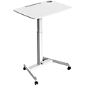 Kantek Adjustable Height Mobile Sit Stand Desk - Adjustable Height - 22" Table Top Length x 31.50" Table Top Width - 49" Height - Assembly Required - White - Melamine Top Material - 1 Each 1 thumbnail image