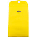 JAM Paper® Open-End 6" x 9" Catalog Envelopes, Clasp Closure, 30% Recycled, Yellow, Pack Of 10