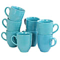 Gibson Plaza Cafe Mugs, 15 Oz, Turquoise, Set Of 8 Mugs