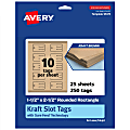 Avery® Print-To-The-Edge Slot Tags With Sure Feed® Technology, 1-1/2"x2-1/2" Rectangle Rounded, Kraft Brown, Pack Of 250 1 thumbnail image