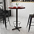 Flash Furniture Laminate Round Table Top With Bar-Height Base And Foot Ring, 43-1/8"H x 30"W x 30"D, Mahogany/Black