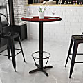 Flash Furniture Laminate Round Table Top With Bar-Height Base And Foot Ring, 43-1/8"H x 30"W x 30"D, Mahogany/Black 1 thumbnail image