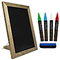 Excello Adjustable Tabletop Standing Magnetic Chalkboard Sign With 4 Chalk Markers, 11" x 15", Black, Brown Wood Frame 1 thumbnail image