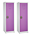 Alpine Kids’ 1-Tier Steel Lockers, 48”H x 15”W x 15”D, Purple, Set Of 2 Lockers