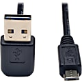 Tripp Lite 6ft USB 2.0 High Speed Cable Reversible Up/Down Angle A to Micro B M/M - USB for Camera, PDA, Cellular Phone, Tablet PC - 1 x Type A Male USB - 1 x Type B Male Micro USB - Black"