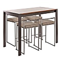 LumiSource Fuji Industrial Counter-Height Dining Table With 4 Stools, Antique Metal/Walnut/Brown Cowboy 1 thumbnail image