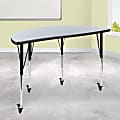 Flash Furniture Mobile Half Circle Wave Flexible Collaborative Thermal Laminate Activity Table, 30"H x 47-1/2"W x 24"D, Gray - XUA48HCIRCGYTAC 1 thumbnail image