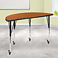 Flash Furniture Mobile Half Circle Wave Flexible Collaborative Thermal Laminate Activity Table, 30"H x 47-1/2"W x 24"D, Oak - XUA48HCIRCOKTAC 1 thumbnail image