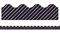 Carson-Dellosa Sparkle And Shine Scalloped Borders, 2 1/4" x 36", Glitter Stripes, Gold/Navy, Preschool - Grade 8, Pack Of 13 Borders