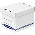 Bankers Box Organizers Storage Boxes - External Dimensions: 6.3" Width x 8.1" Depth x 6.5" Height - Medium Duty - Single/Double Wall - Stackable - White, Blue - For Storage - Recycled - 12 / Carton