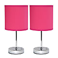 Simple Designs Chrome Mini Basic Table Lamp Set with Hot Pink Fabric Shade 1 thumbnail image