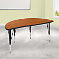 Flash Furniture 47-1/2" Half Circle Wave Flexible Collaborative Thermal Laminate Activity Table, Oak, XUA48HCIRCOAKTP 1 thumbnail image