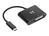 Tripp Lite USB-C to DVI Adapter w/PD Charging - USB 3.1, Thunderbolt 3, 1080p, Black USB Type C to DVI - Charging / video adapter - 1080p support, USB Power Delivery (3A, 60W) - black 1 thumbnail image