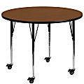 Flash Furniture Mobile 48" Round HP Laminate Activity Table With Standard Height-Adjustable Legs, Oak 1 thumbnail image