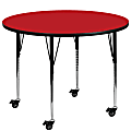 Flash Furniture Mobile 48" Round HP Laminate Activity Table With Standard Height-Adjustable Legs, Red 1 thumbnail image