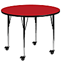 Flash Furniture Mobile 48" Round HP Laminate Activity Table With Standard Height-Adjustable Legs, Red
