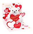 Up With Paper Valentine's Day Pop-Up Greeting Card With Envelope, 5 1/4" x 5 1/4", Bear And Hearts