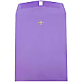 JAM Paper® Open-End 9" x 12" Catalog Envelopes, Clasp Closure, 30% Recycled, Violet Purple, Pack Of 10