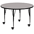 Flash Furniture Mobile Round HP Laminate Activity Table With Height-Adjustable Short Legs, 48", Gray