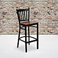 Flash Furniture Vertical Back Restaurant Bar Stool, Cherry/Black