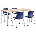 KFI Studios Dailey Table Set, Natural Table/Navy Chairs