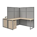 Bush Business Furniture Easy Office 60-inch 2 Person L Shaped Cubicle Desk with Drawers and Tall Panels, Natural Elm, Standard Delivery 1 thumbnail image