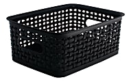 Realspace® Plastic Weave Bin, Small Size, 4" x 7 1/2" x 10", Black 1 thumbnail image