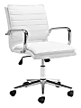 Zuo Partner Office Collection Ergonomic Faux Leather Mid-Back Office Task Chair, White 1 thumbnail image