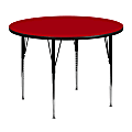 Flash Furniture 48" Round Thermal Laminate Activity Table With Standard Height-Adjustable Legs, Red
