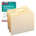Smead® CutLess® And WaterShed®/CutLess® File Folders, Letter Size, 1/3 Cut, 30% Recycled, Manila, Box Of 100