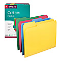 Smead® CutLess® Color File Folders, Letter Size, 1/3 Cut, 30% Recycled, Assorted Colors, Box Of 100