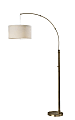 Adesso Simplee Barton Arc Lamp, 75-1/2"H, Antique Brass/Oatmeal