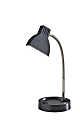 Adesso Simplee Slender LED Desk Lamp, 13-1/2"H, Black/Brushed Steel/Black