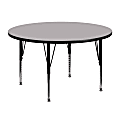 Flash Furniture Round Thermal Laminate Activity Table With Height-Adjustable Short Legs, 25-1/8"H x 48"W x 48"D, Gray