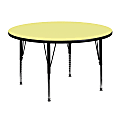 Flash Furniture Round Thermal Laminate Activity Table With Height-Adjustable Short Legs, 25-1/8"H x 48"W x 48"D, Yellow