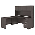 Bush Business Furniture Studio C 72"W x 30"D L Shaped Desk with Hutch, Mobile File Cabinet and 42"W Return, Storm Gray, Standard Delivery