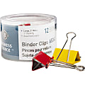 Business Source Colored Fold-back Binder Clips - Large - 2" Width - 1" Size Capacity - 12 / Pack - Assorted - Steel