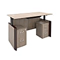 Forward Furniture Allure Height-Adjustable Double-Pedestal Desk With Center Drawer, 72"W x 36"D, Sunlight Ash/Brown