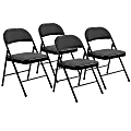 National Public Seating Commercialine 970 Series Fabric Upholstered Folding Chairs, Star Trail Black, Pack Of 4 Chairs