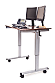 Luxor Crank 48"W Adjustable Stand Up Desk, Dark Walnut/Silver