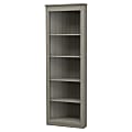 Inval America 71"H 5-Shelf Corner Bookcase, Smoke Oak 1 thumbnail image