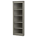 Inval America 71"H 5-Shelf Corner Bookcase, Smoke Oak