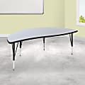 Flash Furniture Half Circle Wave Flexible Collaborative Thermal Laminate Activity Table With-Adjustable Short Legs, 25-1/4"H x 30"W x 60"D, Gray 1 thumbnail image
