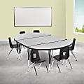 Flash Furniture 76" Oval Wave Flexible Laminate Activity Table Set With 12" Student Stack Chairs, Gray 1 thumbnail image