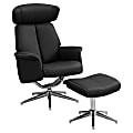 Monarch Specialties Retro Modern Swivel Recliner Chair And Ottoman Set, Black/Chrome