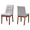 Baxton Studio Tara Dining Chairs, Light Gray/Walnut Brown, Set Of 2 Chairs