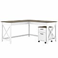 Bush Business Furniture Key West 60"W L-Shaped Corner Desk With 2-Drawer Mobile File Cabinet, Shiplap Gray/Pure White, Standard Delivery 1 thumbnail image